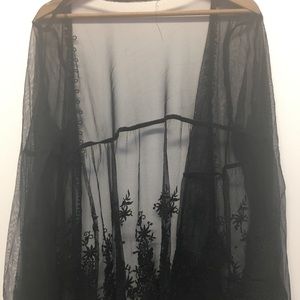 Topshop Black Lace Open Blouse